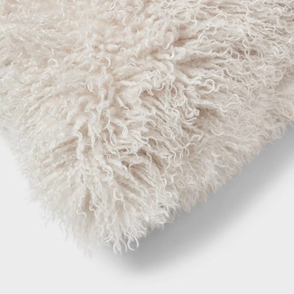 Nwt 24x24 Faux Mongolian Fur Decorative
Throw Pillow Light Gray - Picture 4 of 5